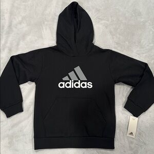 Adidas Boys Size Medium (8) Kids Black and Gray Logo Hoodie